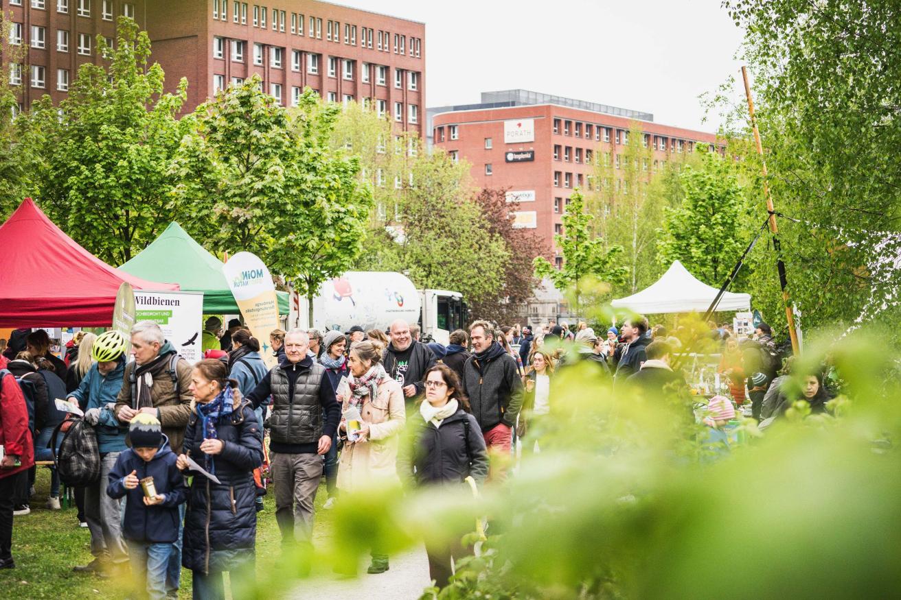 Getümmel auf dem Park am Hochwasserbassin